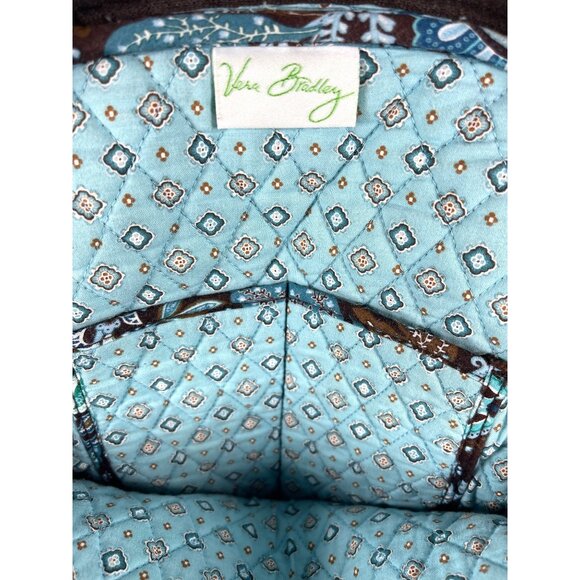 Vera Bradley Backpack Java Blue Brown Floral Quilted Purse Bag Zipper Retired - Picture 4 of 16